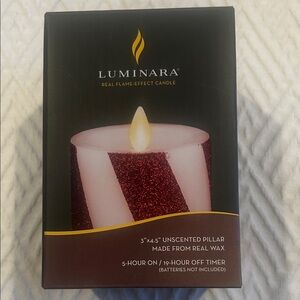 Luminara Red and White Pillar Candle “Candy Cane Stripe”